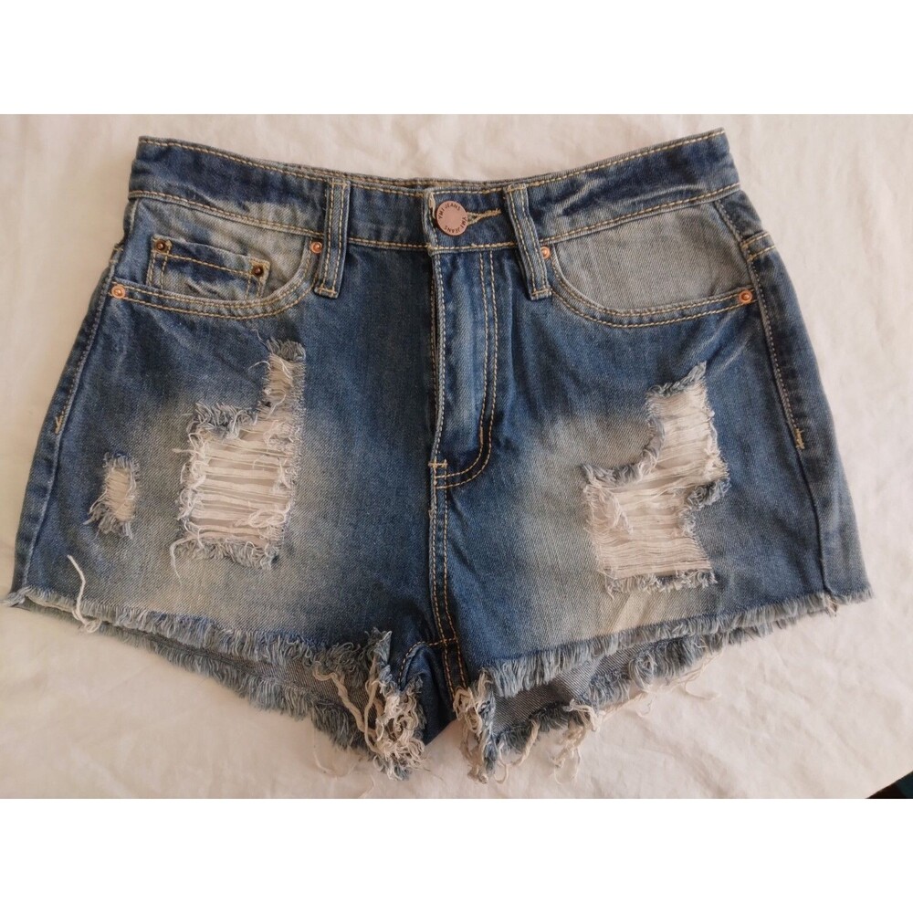 YMI High Rise Distressed Denim Jean Shorts Cut Off Size 3 New